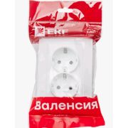 Валенсия розетка 2-местная с/з 16А белая с защ. штор. EKF PROxima