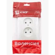 Валенсия розетка 2-местная б/з 10А белая с защ. штор. EKF PROxima
