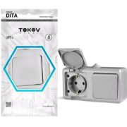 Блок ОП розетка 16А 250В с заземл.+1-кл. выкл. 10А IP54 сер. TOKOV