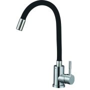 EZA4-F090КВ(solone) Смес. д/кухни боков., гибкий силик.черный излив, гайка