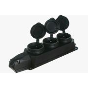 Колодка 3-м каучук  с защитными крышками IP44