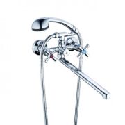 DMT7-B722 (zegor) Смес. д/ванны , плоск.излив, барашки-крест 1/2