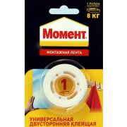 КХЛ Лента Клеящая монтажная двухсторонняя «Момент» 1м белая